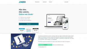 Screenshot van de website van Jimdo Webwinkel