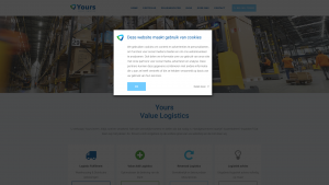 Screenshot van de website van Yours Value Logistics