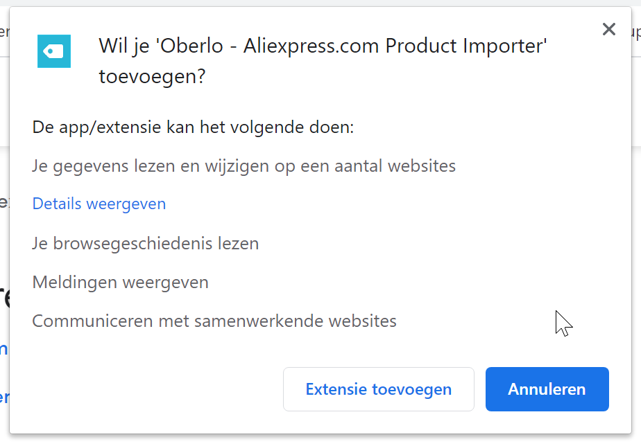 Oberlo Chrome Extensie voor AliExpress in het Nederlands